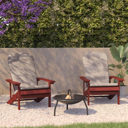 Flash Furniture Red Adirondack Chairs with Cream Cushions, 2PK 2-JJ-C14501-CSNCR-RED-GG